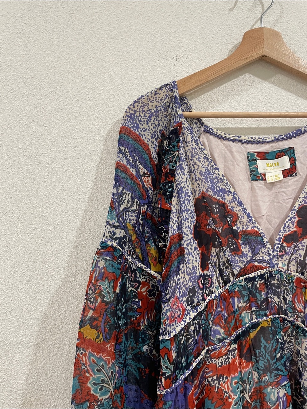 Anthropologie Maeve Annabella Floral Paisley Boho Colorful Maxi Dress 10 Boho - Picture 6 of 16